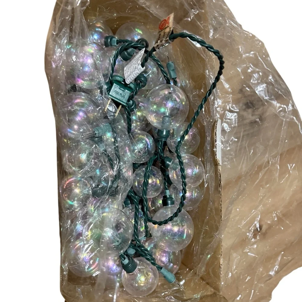 2 Strands of Iridescent  Kringle Cluster Bubble Lights